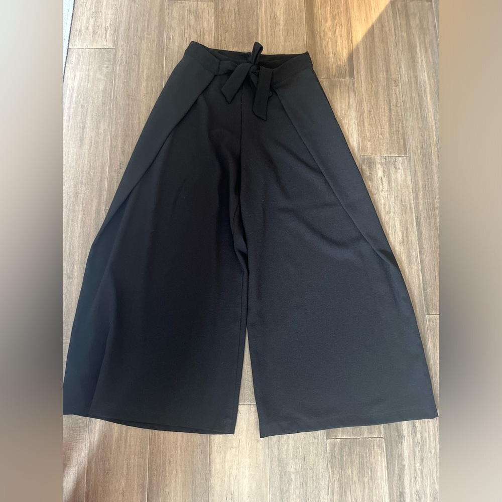 Lush Tie-Front Black Cape Trousers